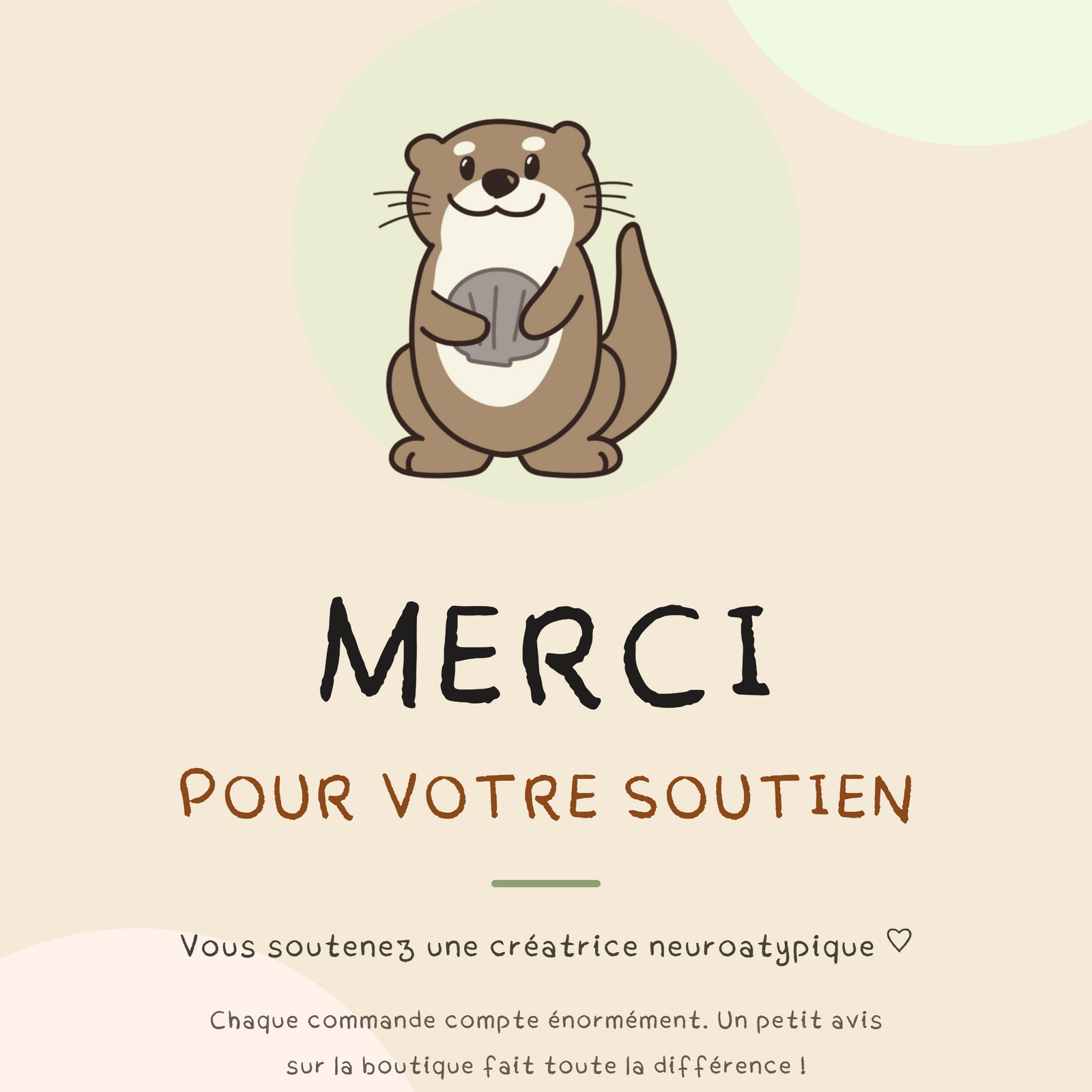 Carte de remerciement NeuroCalme signée Anaëlle.